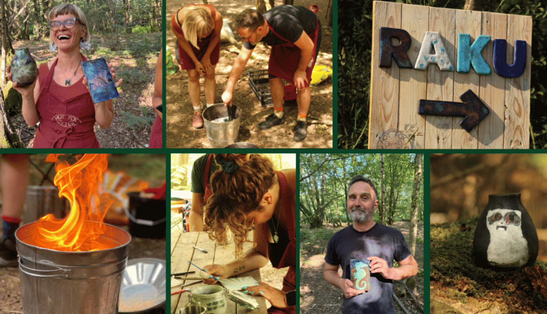 Raku pottery workshop in the woods